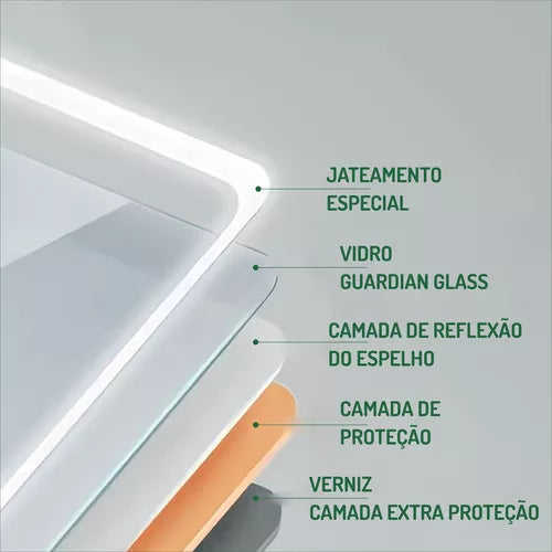 Espelho P/ Banheiro Com Led Embutido 0,70 X 0,50cm